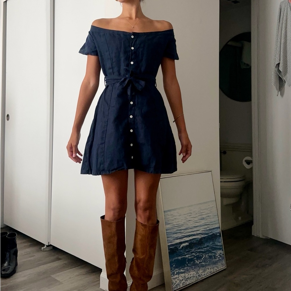 Faithfull the Brand Blue A-Line Mini Dress